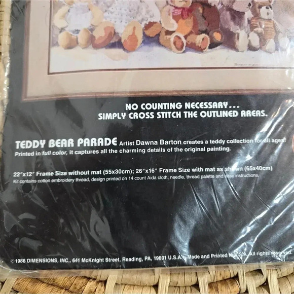 NWT Vintage Dimensions 1980s Bear Cottagecore Cross Stitch Kit - Picture 4 of 7